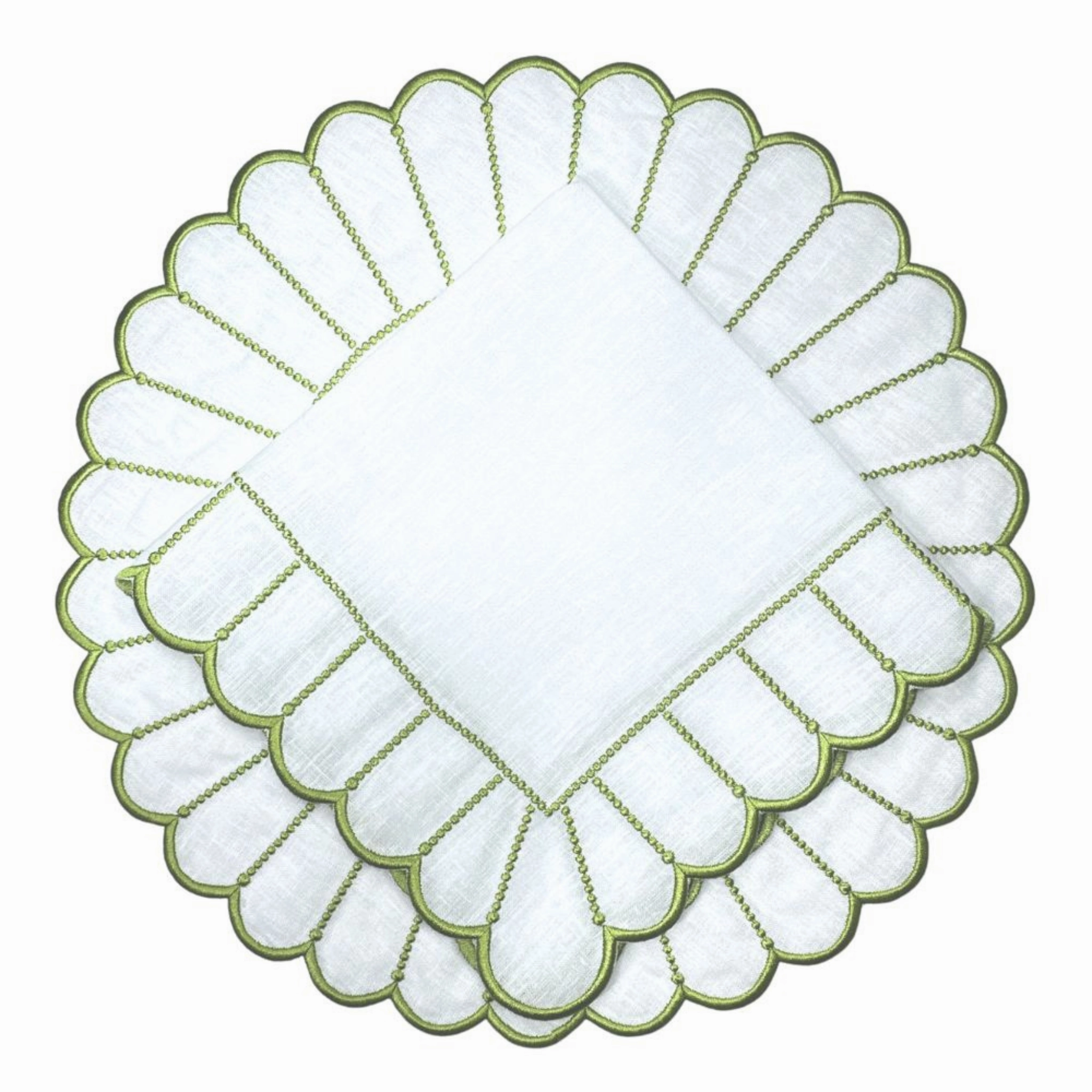 Studio Collection Linen Pippa Placemat in White/Green, Set of 4