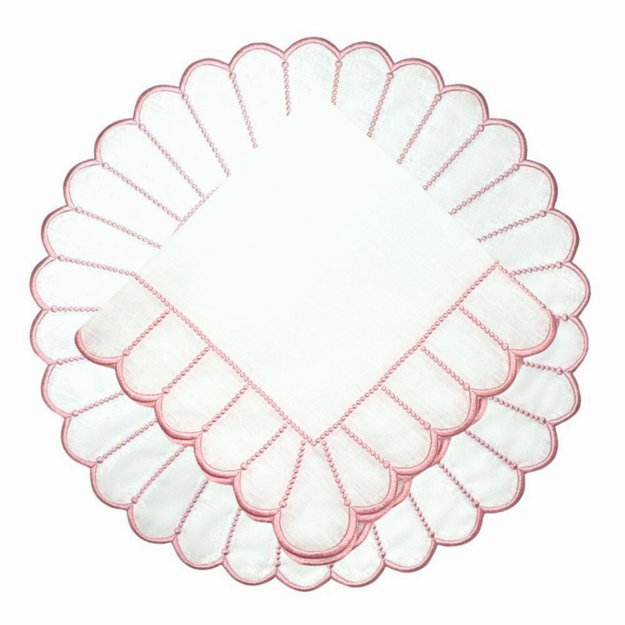 Studio Collection Linen Pippa Placemat in White/Pink, Set of 4