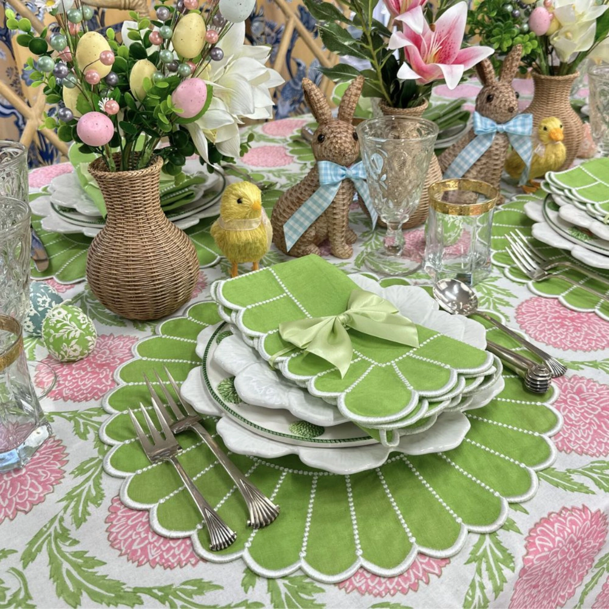 Studio Collection Pippa Napkin in Green/White, Set of 4