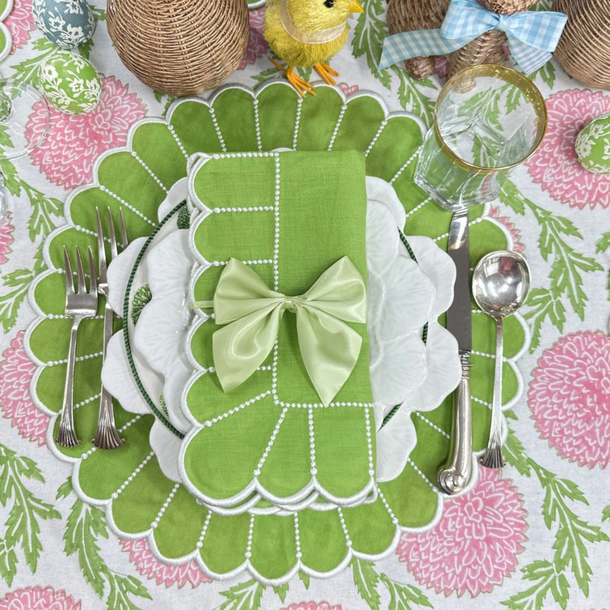 Studio Collection Pippa Napkin in Green/White, Set of 4