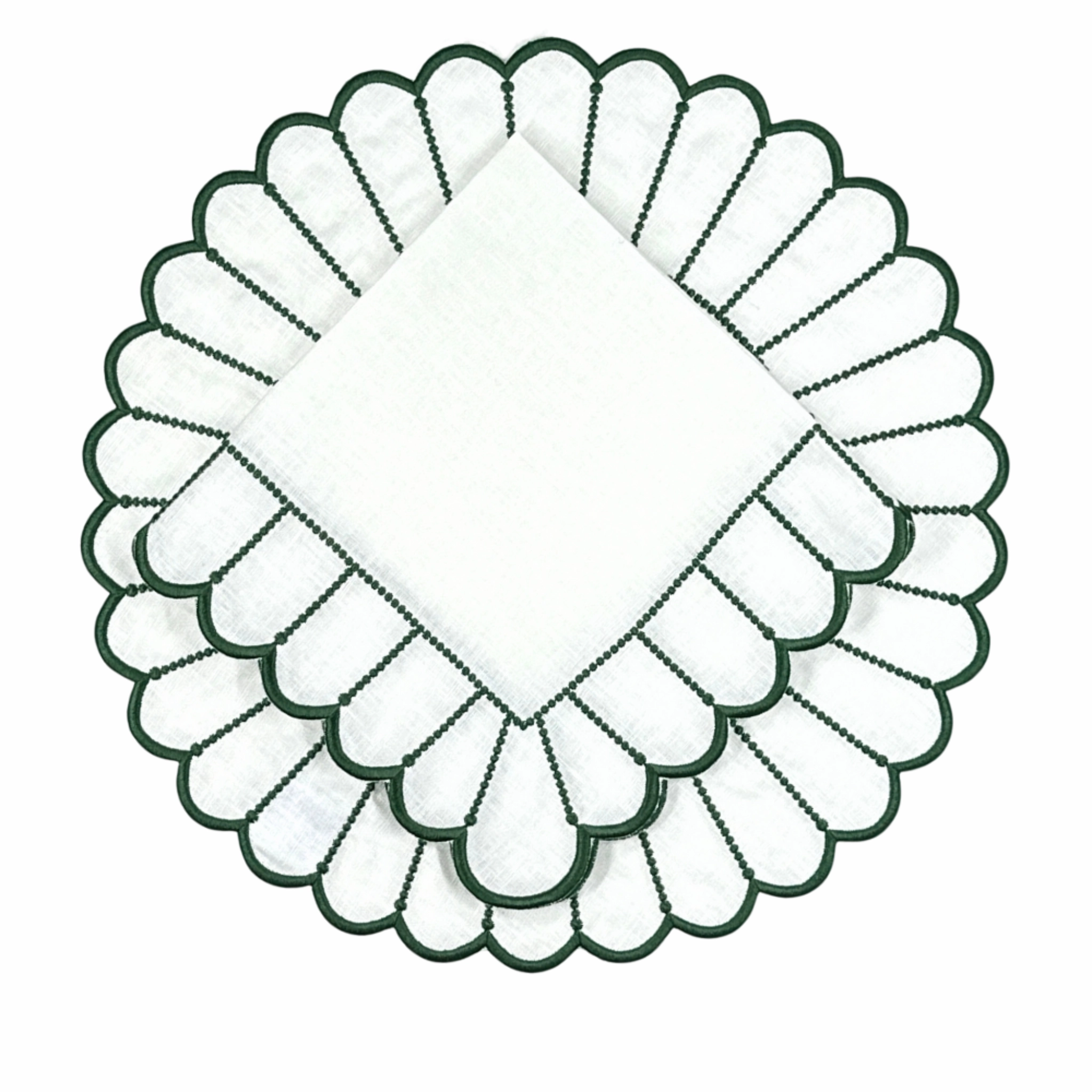 Studio Collection: Pippa Napkin in White/Dark Green, Set of 4