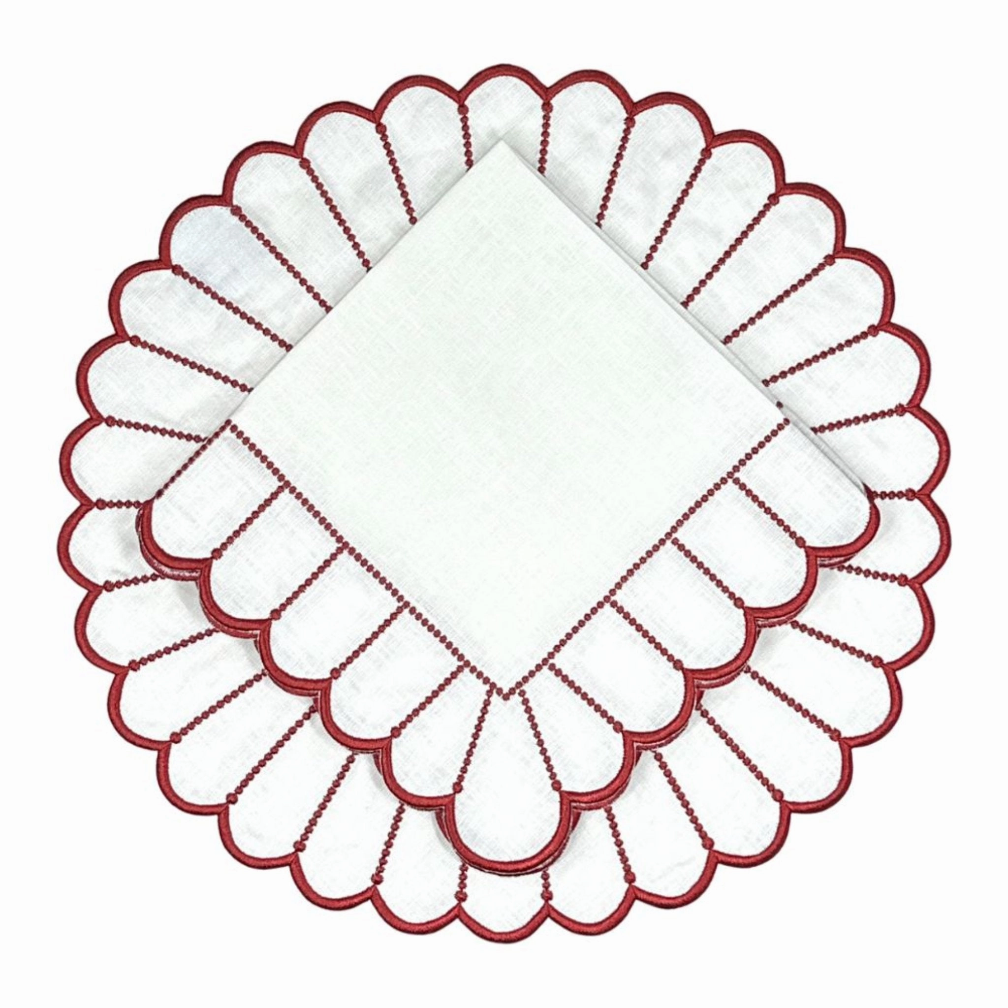 Studio Collection: Pippa Napkin in White/Red, Set of 4