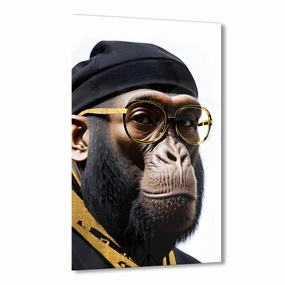 Stylish Monkey - Dude by Adrian Vieriu Gold on Acrylic framed mural artwork