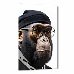 Stylish Monkey - Dude by Adrian Vieriu Silver on Acrylic framed mural artwork