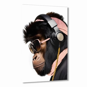 Stylish Monkey - Headphones by Adrian Vieriu Ros on Acrylic framed mural artwork