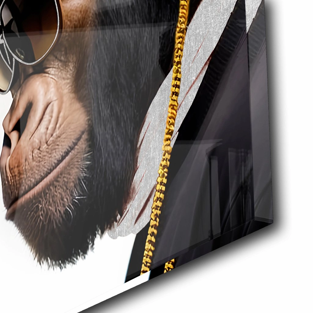 Stylish Monkey - Headphones by Adrian Vieriu Silver on Acrylic