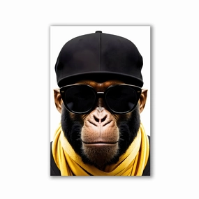 Stylish Monkey - Sunglasses by Adrian Vieriu framed mural artwork