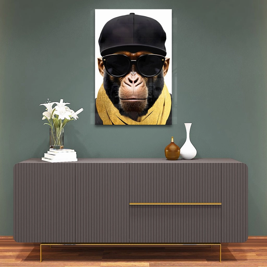 Stylish Monkey - Sunglasses by Adrian Vieriu Gold on Acrylic