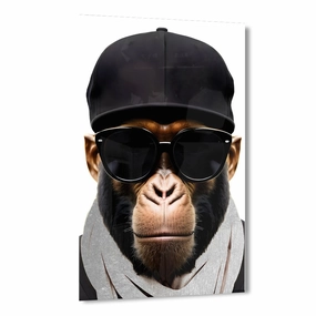 Stylish Monkey - Sunglasses by Adrian Vieriu Silver on Acrylic framed mural artwork