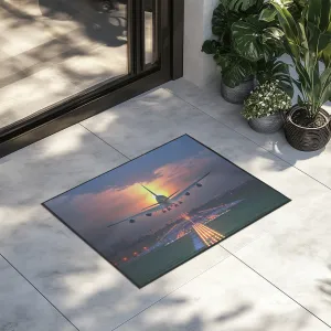 Super Airbus A380 Landing During Sunset Designed Door Mats door entrance rug