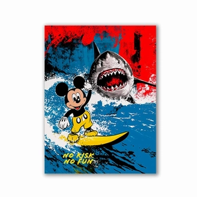 Surfing Mickey by Frank Daske framed mural artwork