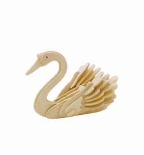 Swan Bird DIY 3D Wooden Puzzle, Natural, 4-1/2-Inch wooden room decoration