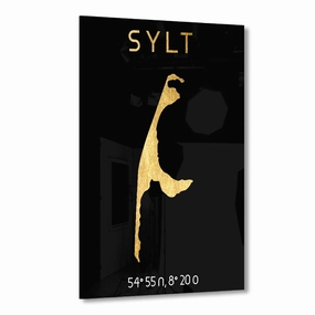 Sylt Coords Gold on Acrylic framed mural artwork