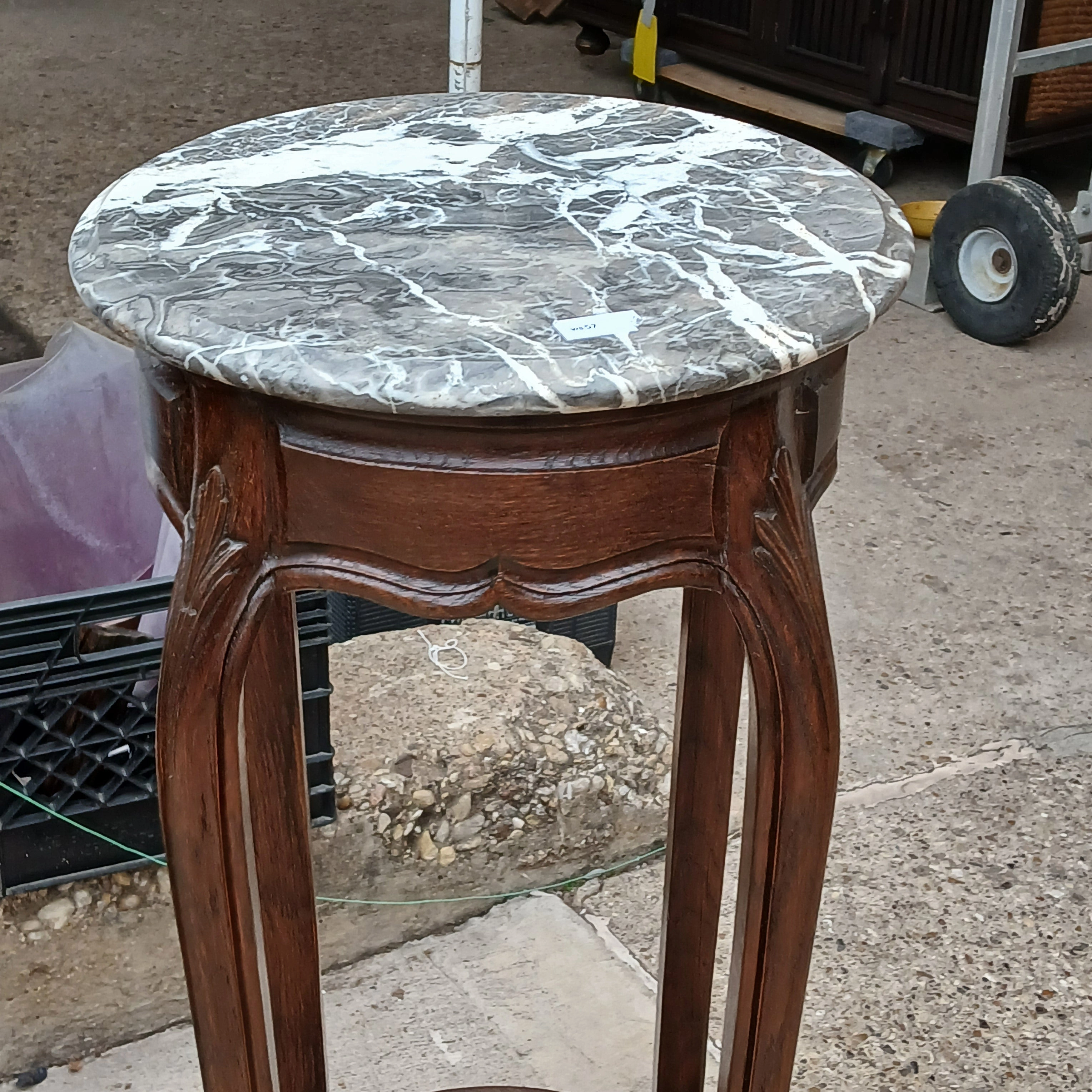 TALL LOUIS XV STAND WITH ROUND MARBLE TOP