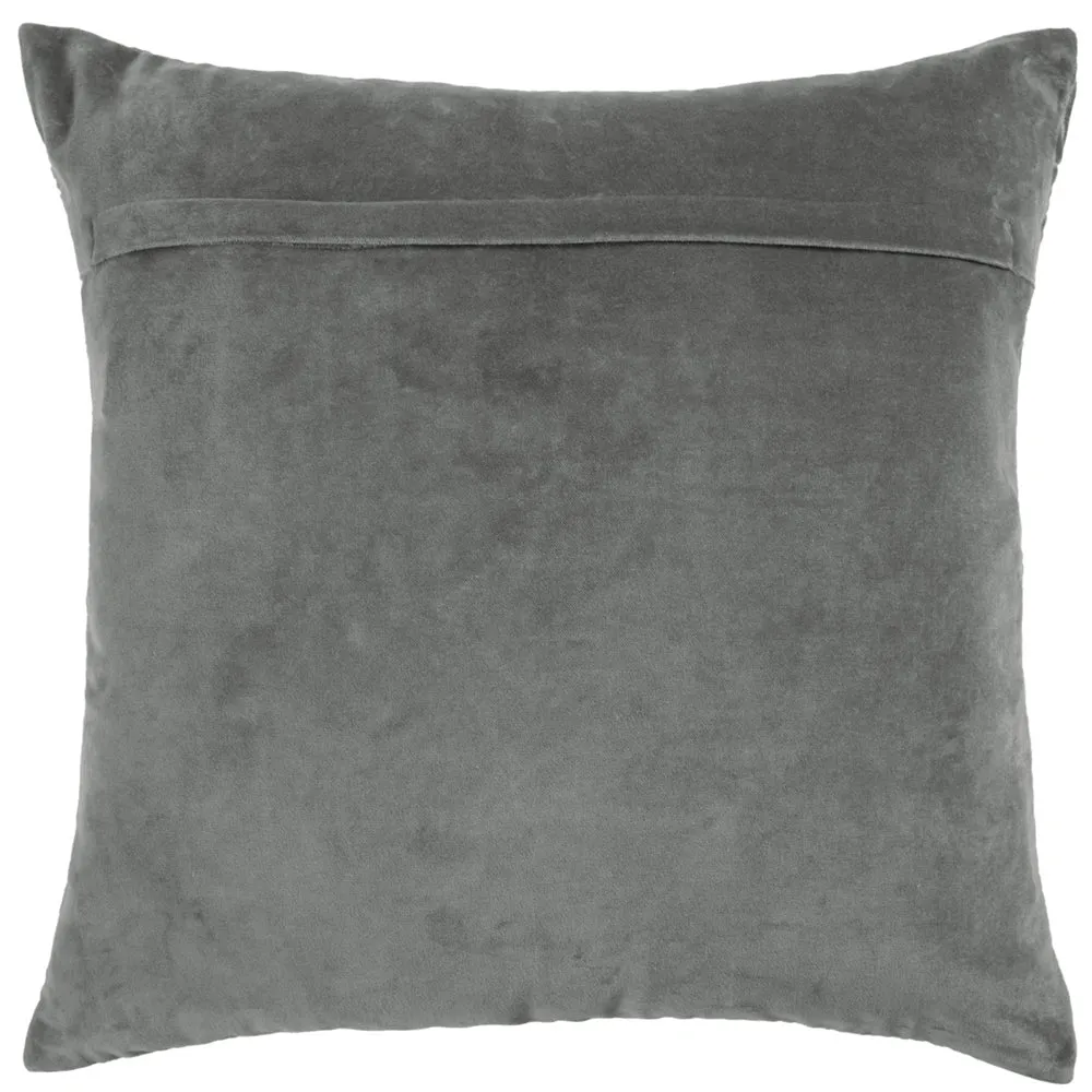 Taro Embroidered Feather Cushion Steel