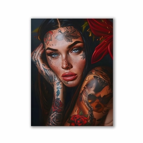 Tattoo Girl Flower by Rosa Piazza framed mural artwork