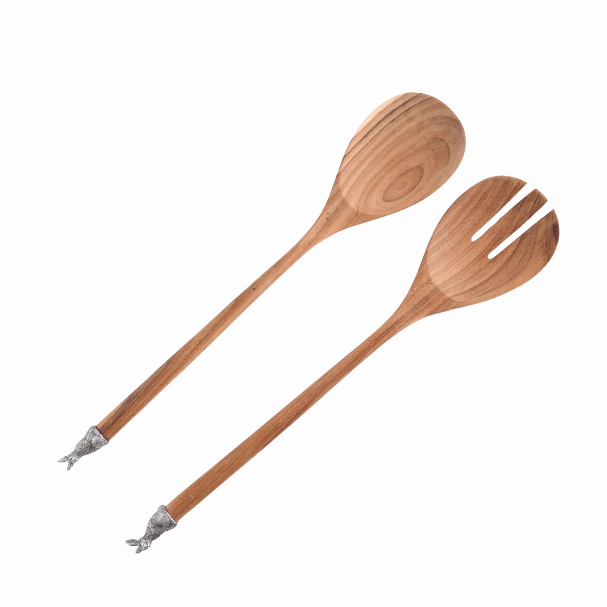Teak Salad Servings with Pewter Bunny End