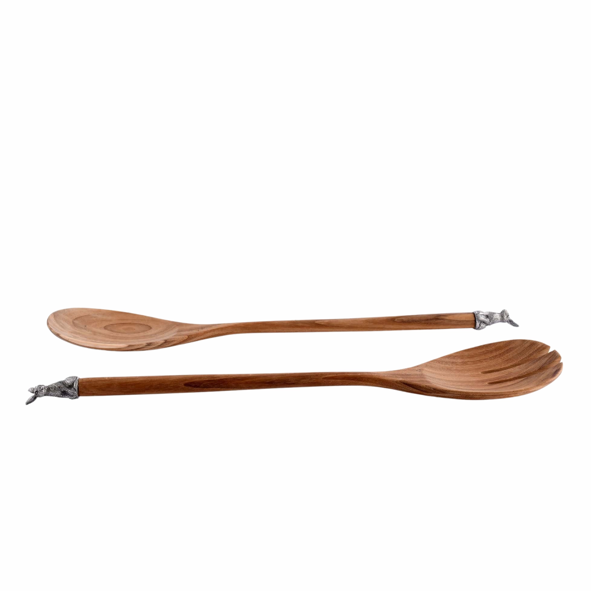 Teak Salad Servings with Pewter Bunny End