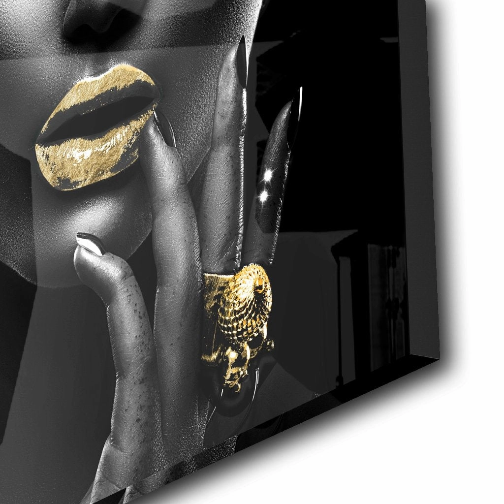 Tempting Lips Gold on Acrylic