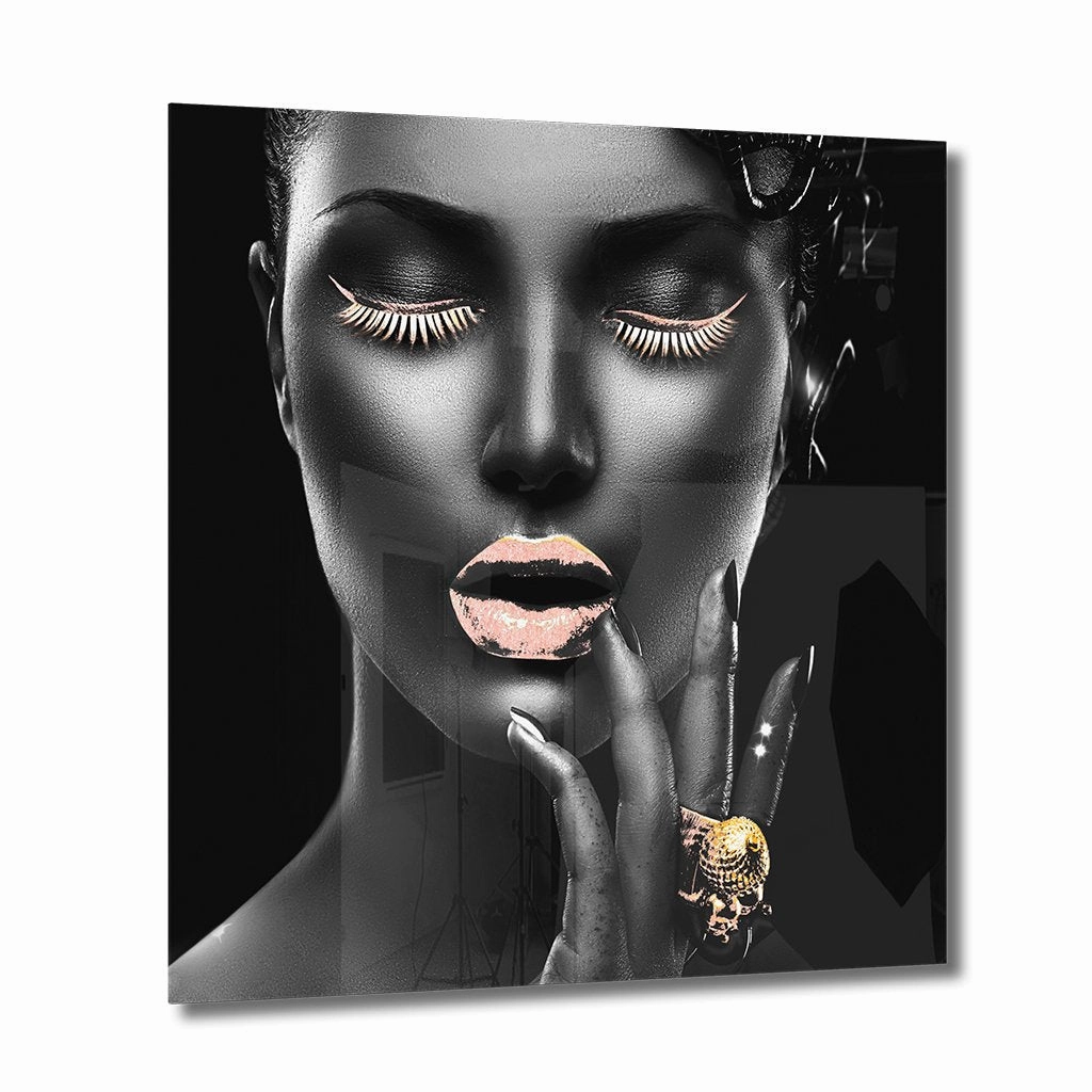 Tempting Lips Ros on Acrylic framed mural artwork