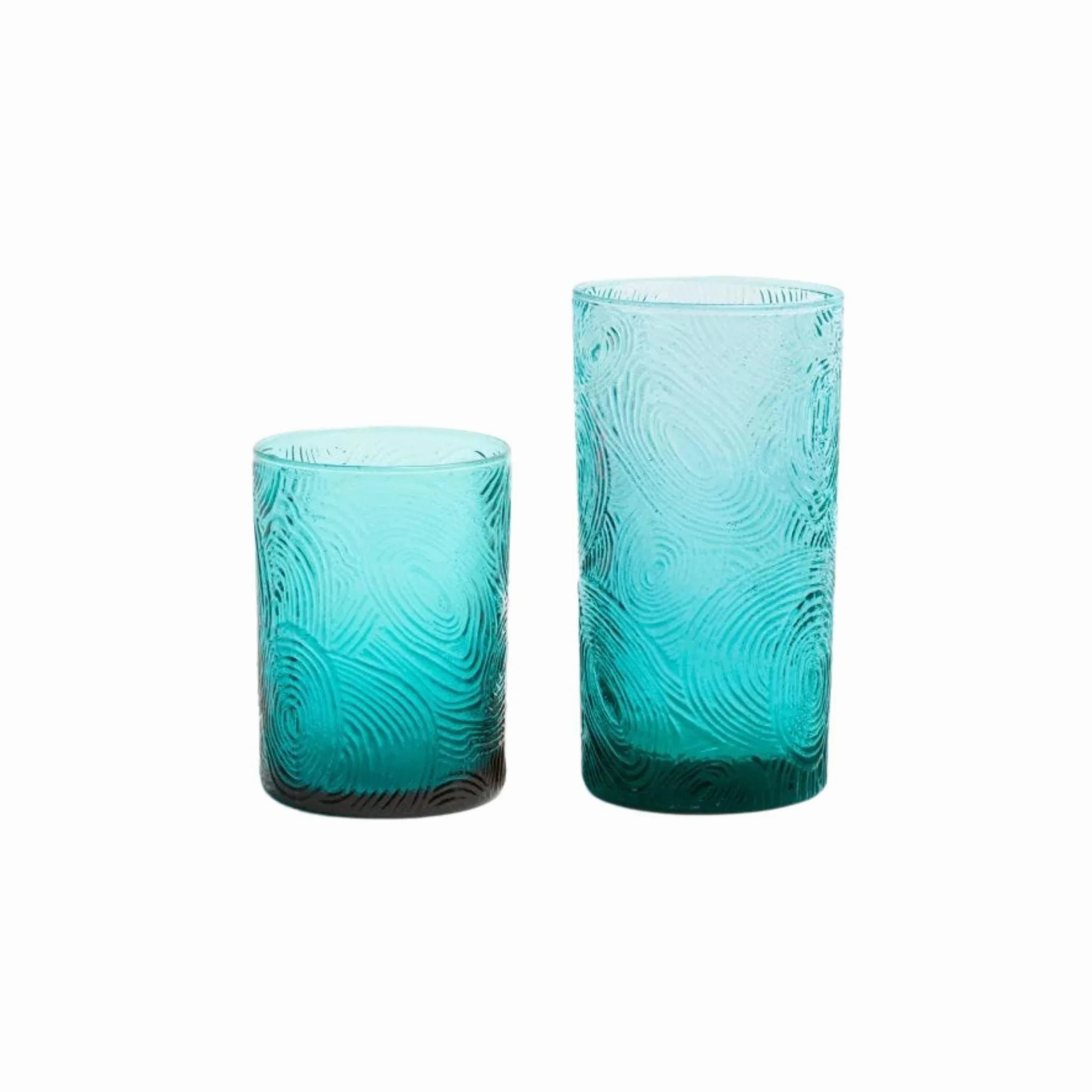 Textured Hand Blown Glass Tumblers in Aqua