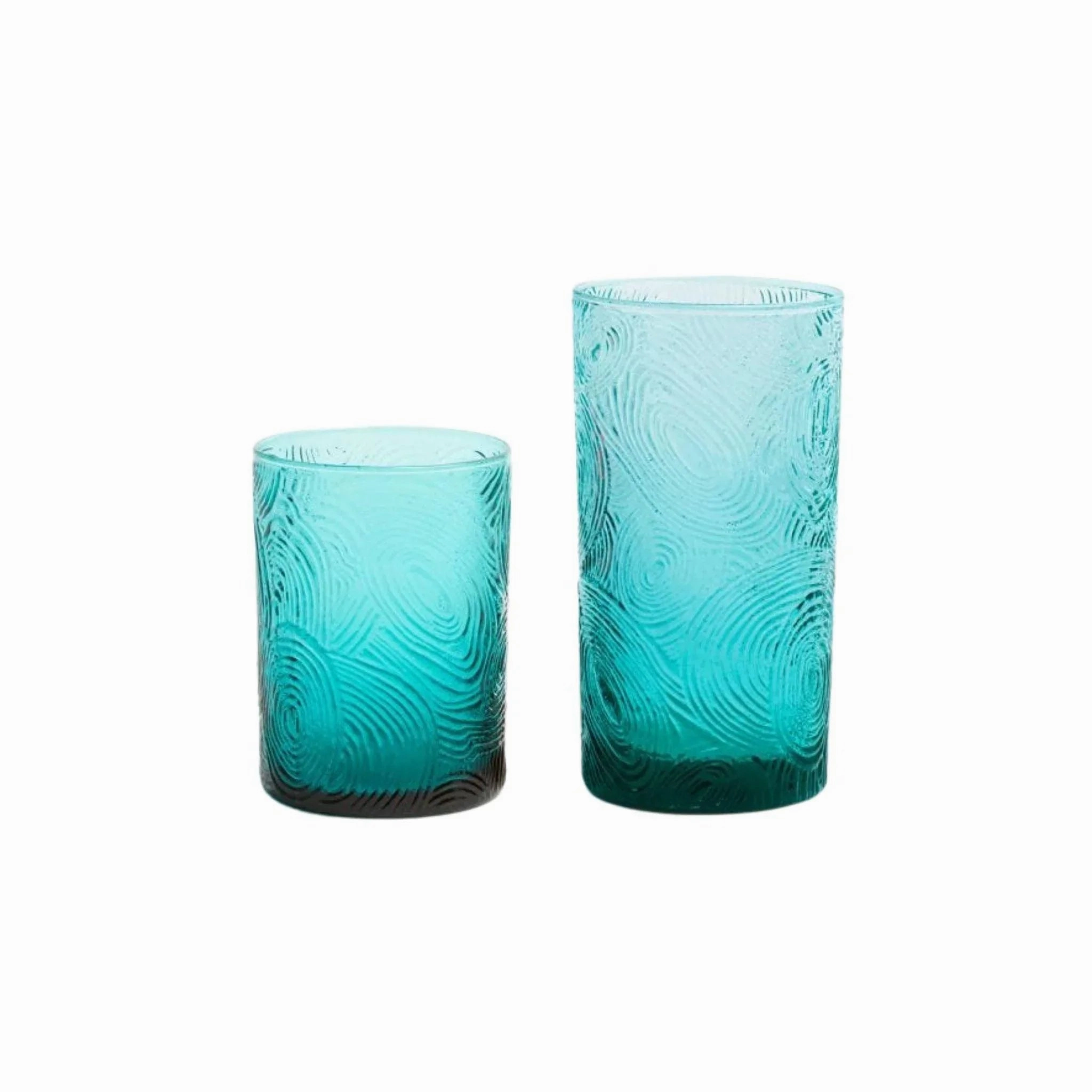 Textured Hand Blown Highball Glasses in Aqua