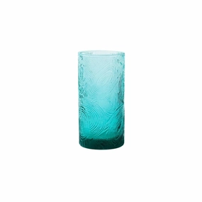 Textured Hand Blown Highball Glasses in Aqua mini desktop sculpture