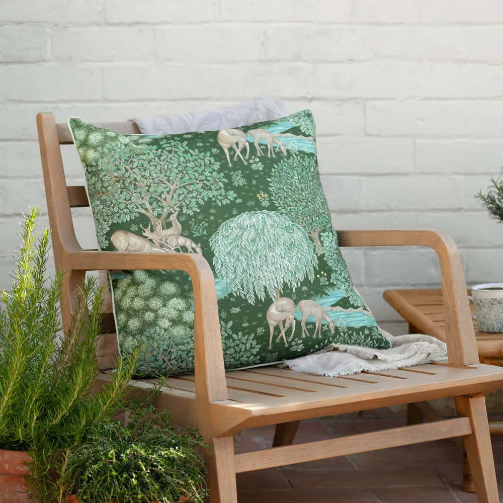 The Brook Printed Outdoor Cushion Forest Green modern fashion rug  