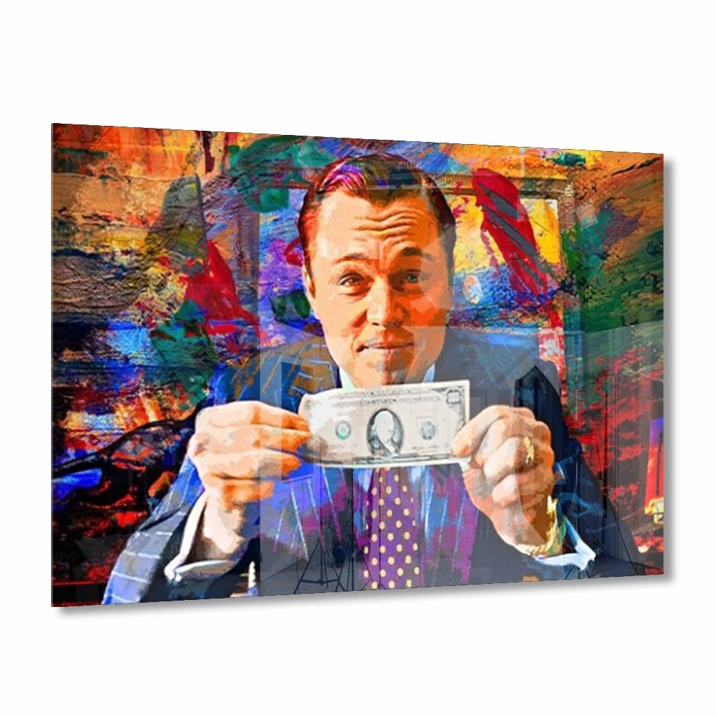 The Wolf of Wall Street Gold on Acrylic framed mural artwork
