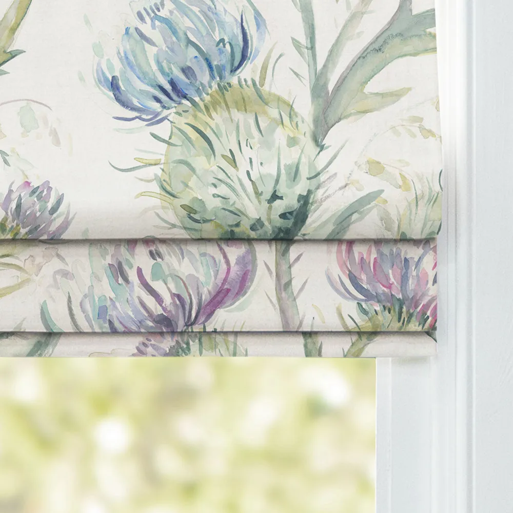 Thistle Glen Printed Linen Made to Measure Roman Blinds Spring/Cream