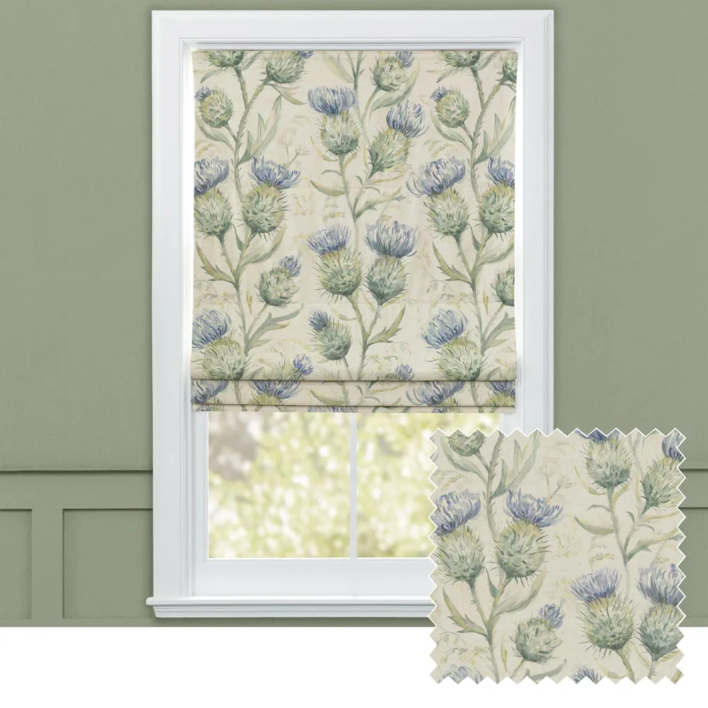 Thistle Glen Printed Linen Made to Measure Roman Blinds Winter chic floor carpet  