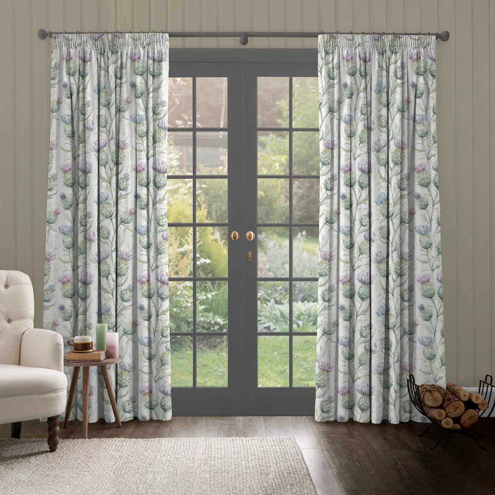 Thistle Glen Printed Made to Measure Curtains Spring Cream