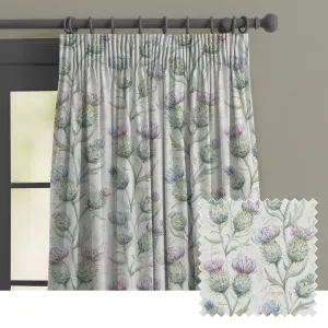 Thistle Glen Printed Made to Measure Curtains Spring Cream chic floor carpet  