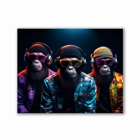 Three Cool Monkeys by Zenzdesign framed mural artwork