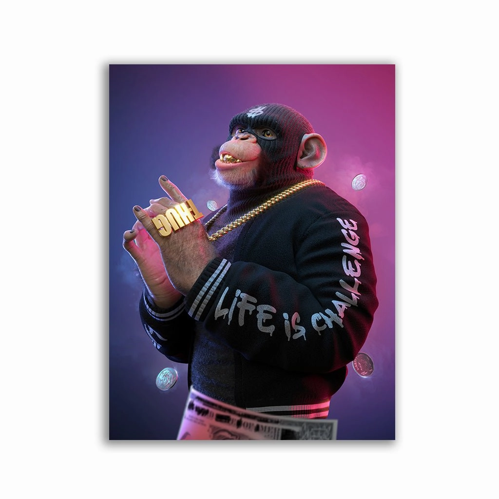 THUG Chimp NEW framed mural artwork