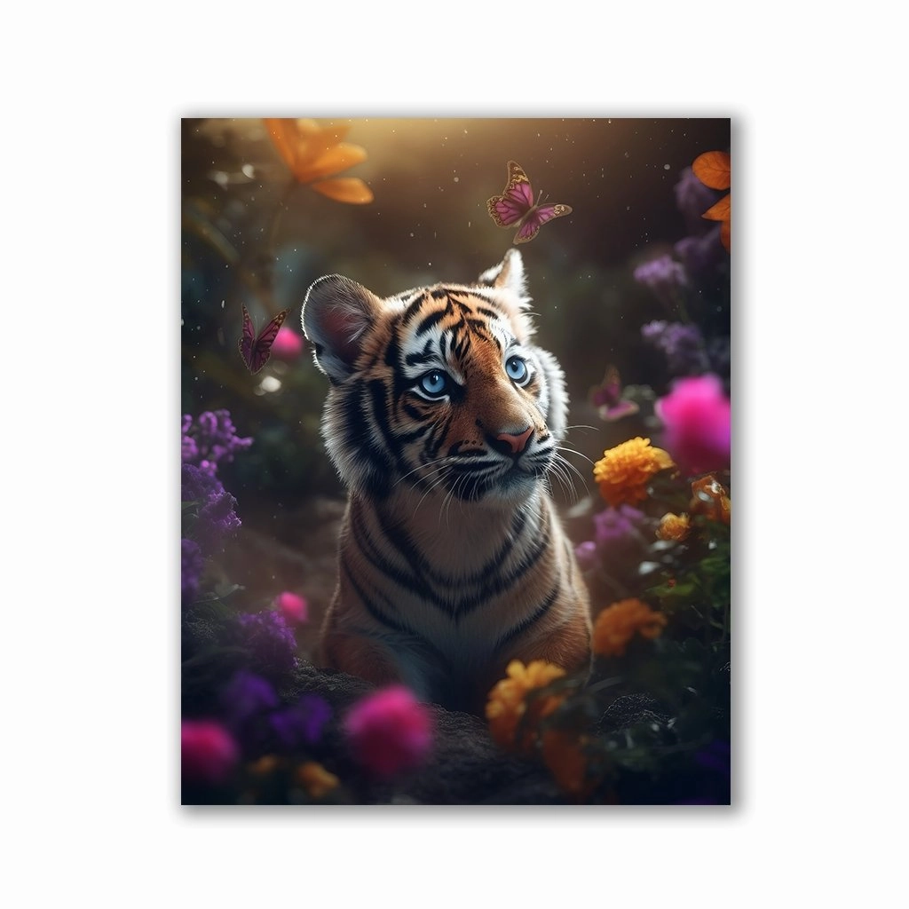 Tiger Cub Butterflies by Zenzdesign framed mural artwork