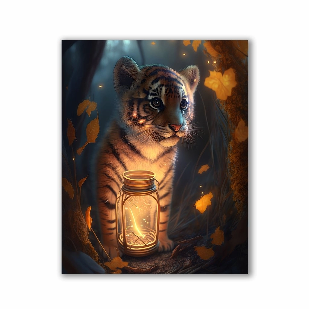 Tiger Cub Lamp by Zenzdesign framed mural artwork