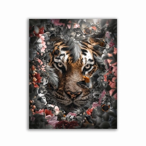 Tiger Flowered by Zenzdesign framed mural artwork