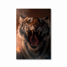 Tiger in Fire by Himmelmiez framed mural artwork