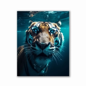 Tiger Underwater by Zenzdesign framed mural artwork
