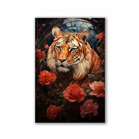 Tigers in Roses by Markus Mikolai framed mural artwork