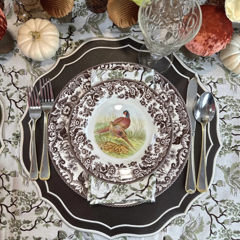 Toile de Jouy Birds in Sage Tablecloth