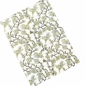 Toile de Jouy Birds in Sage Tablecloth cute desktop display