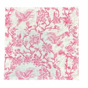 Toile de Jouy Birds Napkins in Pink cute desktop display