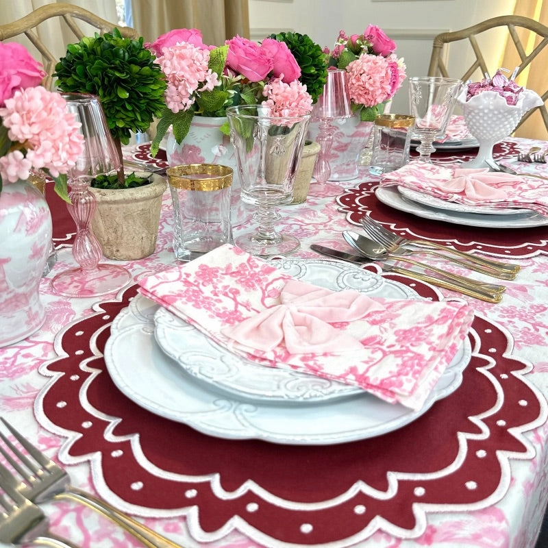 Toile de Jouy Birds Napkins in Pink