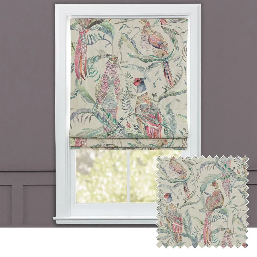 Torrington Printed Cotton Made to Measure Roman Blinds Loganberry chic floor carpet  