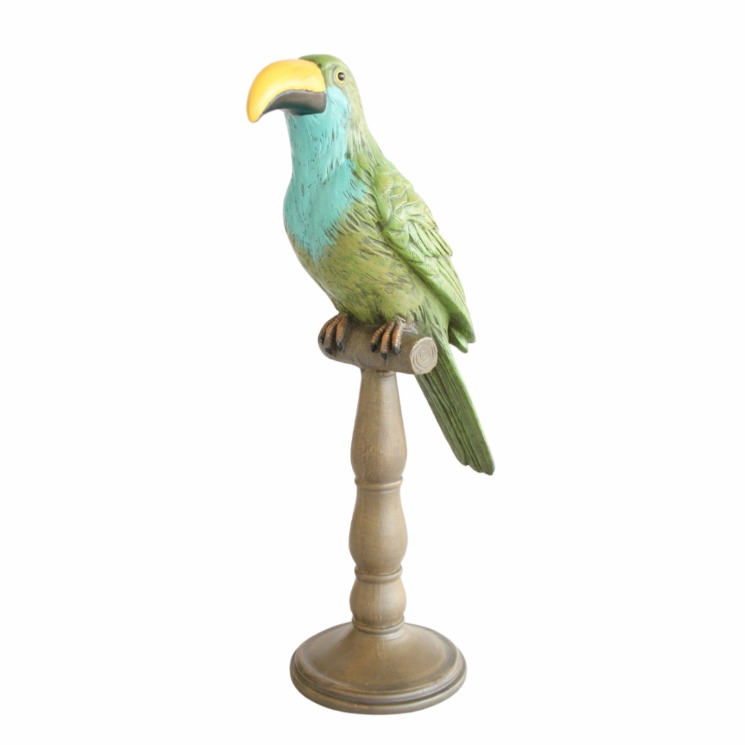 TOUCAN ON STAND GREEN & TURQUOISE 42X16CM decorative home ornament