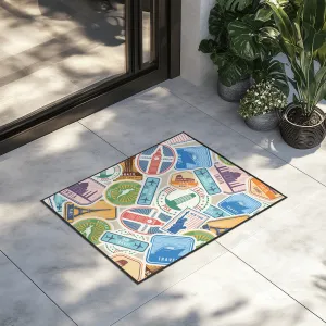 Travel Stickers Designed Door Mats door entrance rug