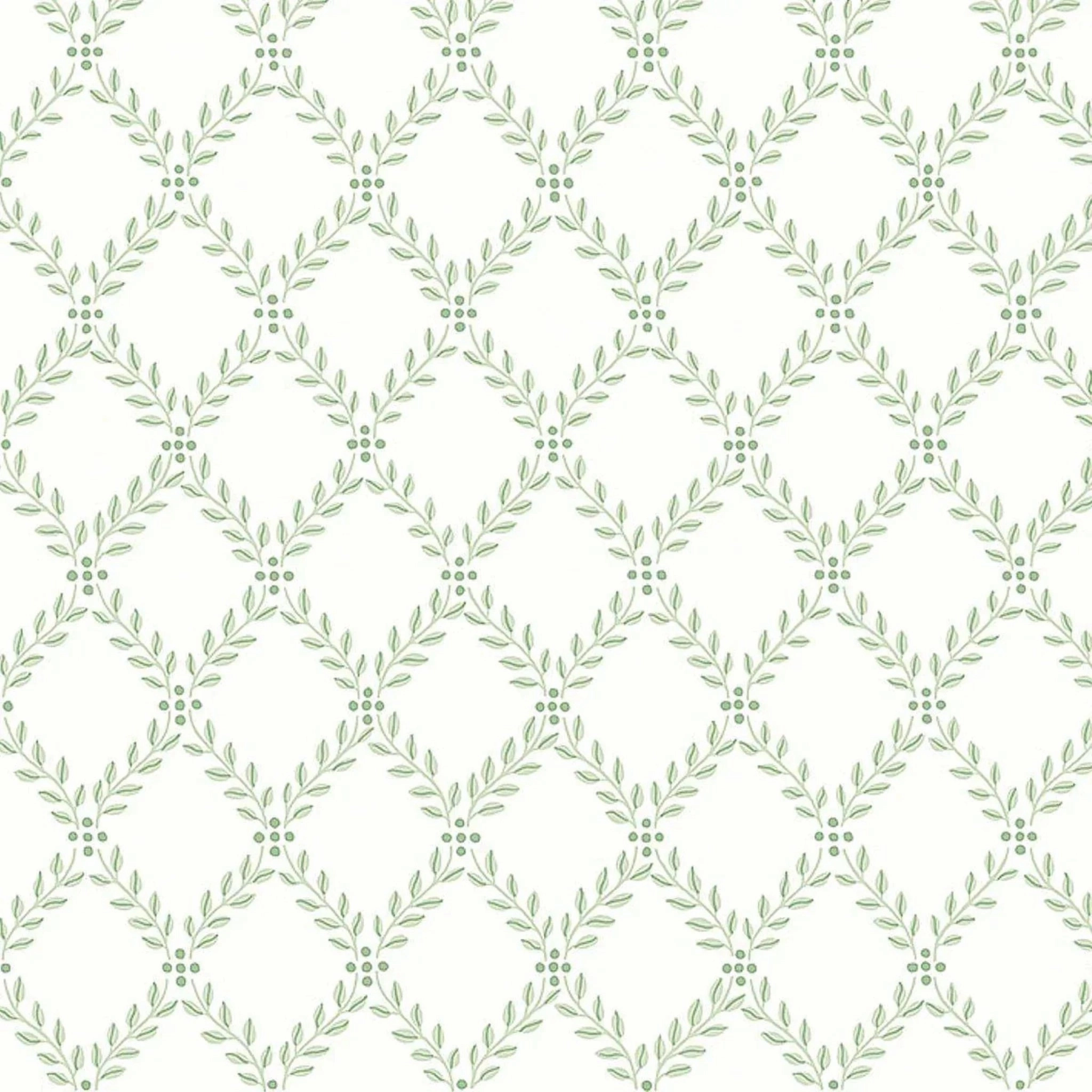 Trellis Leaves Wallpaper in Leaf paper wall covering