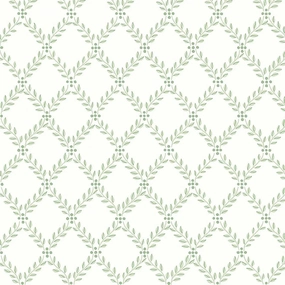 Trellis Leaves Wallpaper in Leaf paper wall covering
